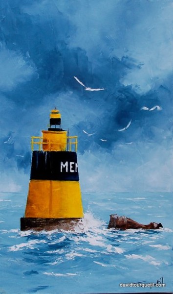 Peinture intitulée "Balise en mer d'Iro…" par David Tourquetil, Œuvre d'art originale, Autre