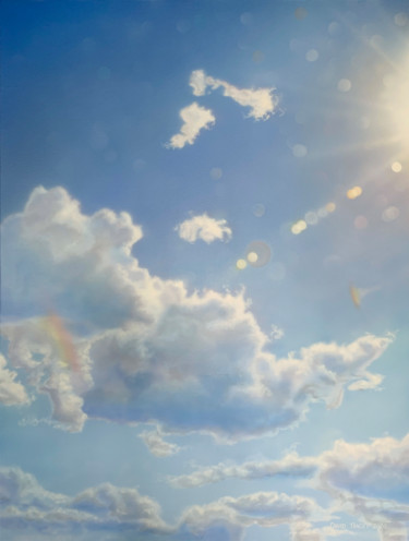Malarstwo zatytułowany „Drifting Clouds” autorstwa David Tracey, Oryginalna praca, Akryl Zamontowany na Drewniana rama noszy