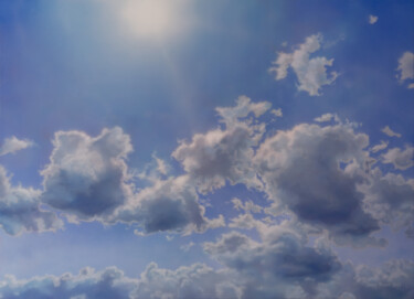 Schilderij getiteld "Clouds on the Breeze" door David Tracey, Origineel Kunstwerk, Acryl Gemonteerd op Houten paneel