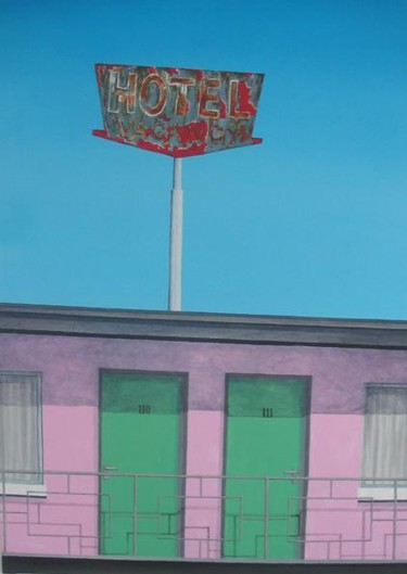 Peinture intitulée "Pink Hotel" par David Troughton, Œuvre d'art originale
