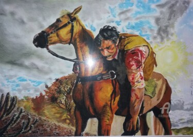 Painting titled "O Cavalo" by Davi Forte, Original Artwork, Pastel