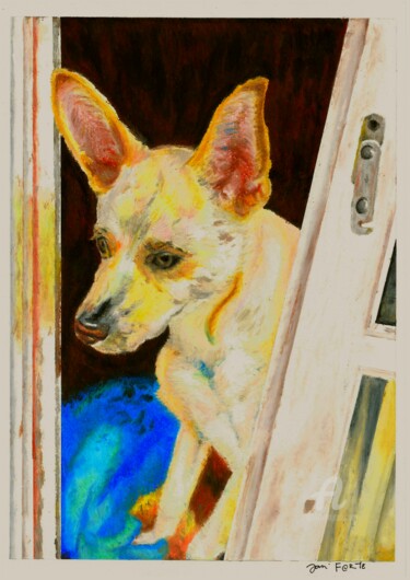 Pittura intitolato "O Cachorro 'John Sm…" da Davi Forte, Opera d'arte originale, Pastello