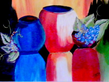 Pintura titulada "JARRONES AZULES" por Davileine Borrego, Obra de arte original, Acrílico