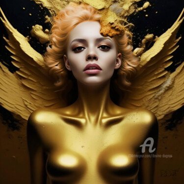 Digitale Kunst getiteld "Golden Abundance Ac…" door Davina Dugnas, Origineel Kunstwerk, 2D Digital Work Gemonteerd op Frame…