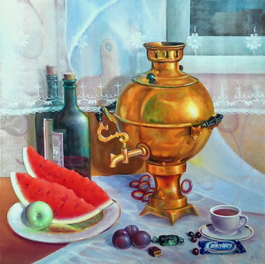 Pintura intitulada ""Жена ушла,соседка…" por Iurii Radaikin, Obras de arte originais