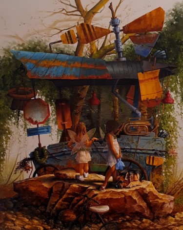 Pittura intitolato ""Fairies"" da Davor Aradjanin, Opera d'arte originale, Olio