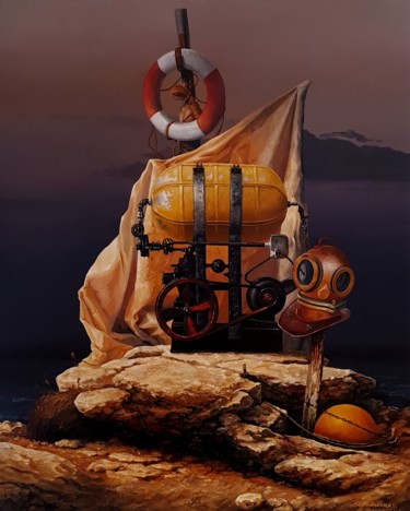 Peinture intitulée ""Diving"" par Davor Aradjanin, Œuvre d'art originale, Huile