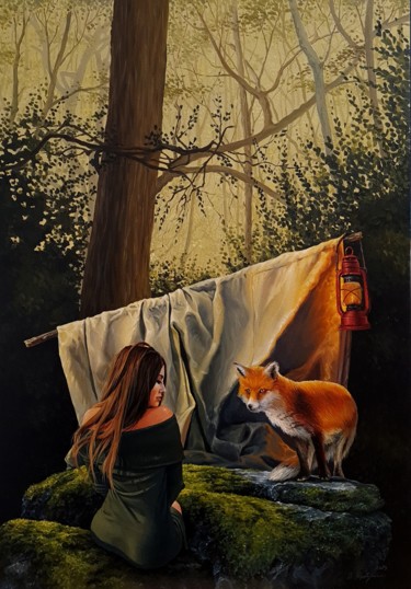 Peinture intitulée ""Fox"" par Davor Aradjanin, Œuvre d'art originale, Huile