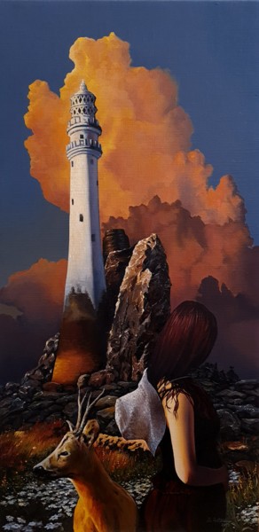 Malerei mit dem Titel ""Lighthause"" von Davor Aradjanin, Original-Kunstwerk, Öl