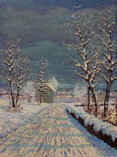 Painting titled "Winter scene 1" by Davor Ivković, Original Artwork, Acrylic