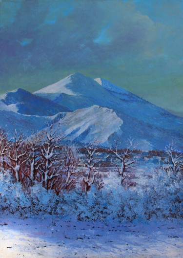 Painting titled "Winter scene 6" by Davor Ivković, Original Artwork, Acrylic