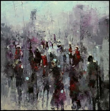 Painting titled "Street 2" by Dawid Figielek, Original Artwork, Oil