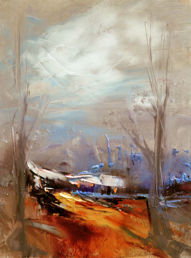 Painting titled "Way home" by Dawid Figielek, Original Artwork, Oil