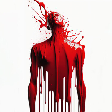 Digitale Kunst getiteld "Blood #2" door Dawid Mitoraj, Origineel Kunstwerk, AI gegenereerde afbeelding