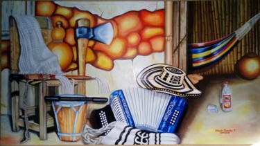 Pintura intitulada "Campesino Vallenato" por Dawin Tarriba, Obras de arte originais, Óleo
