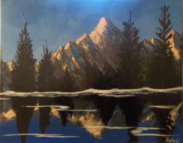 Painting titled "Mountain Reflections" by Dawn Radloff, Original Artwork, Acrylic