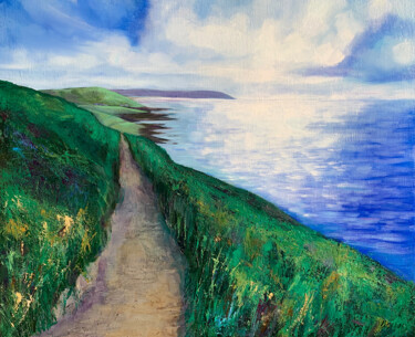 Painting titled "Verdant Path" by Dawn Rodger, Original Artwork, Oil
