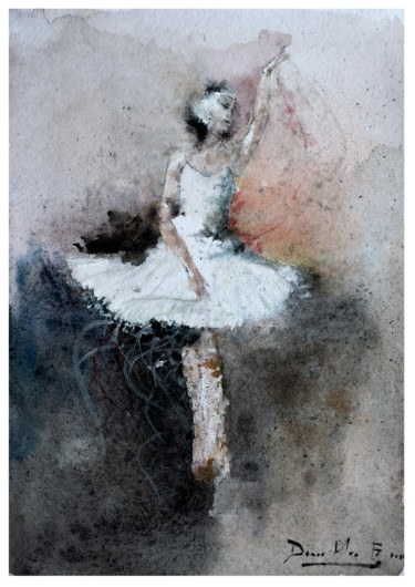 Pittura intitolato ""Ballet Dancer in W…" da Lilou.Online Fine Arts Mangeart, Opera d'arte originale, Acquarello