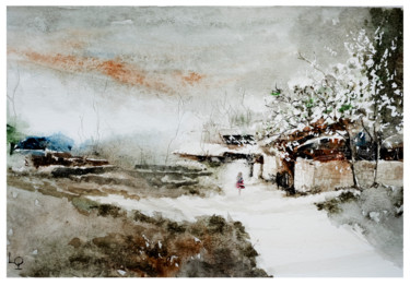 Painting titled "Vietnam Landscape P…" by Lilou.Online Fine Arts Mangeart, Original Artwork, Watercolor
