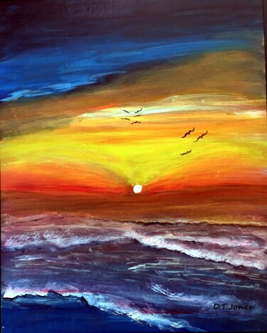 Druckgrafik mit dem Titel "Morgan's Sunset" von Dawna Taylor Jones Jones, Original-Kunstwerk, Digitaldruck Auf Andere starre…