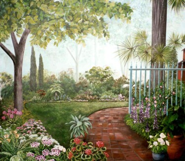 Painting titled "San Diego Garden Ga…" by Dawna Taylor Jones Jones, Original Artwork, Acrylic