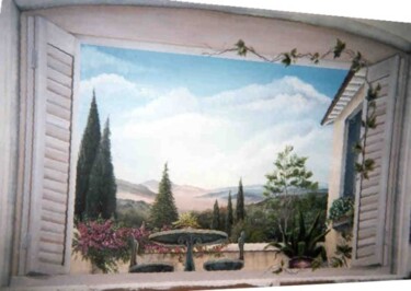 Painting titled "Terrace View" by Dawna Taylor Jones Jones, Original Artwork