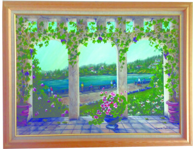 Malerei mit dem Titel "Lake Como, Italy" von Dawna Taylor Jones Jones, Original-Kunstwerk, Acryl