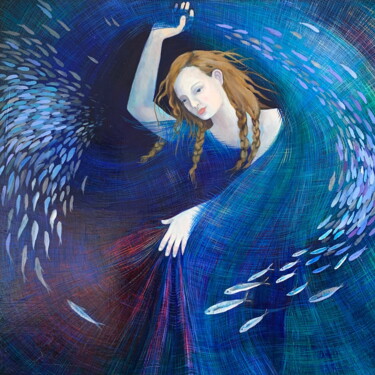 Dancing in the Deepest Oceans Peinture intitulée "Dancing in the Deep…" par Dawn Rodger, Œuvre d'art originale, Huile