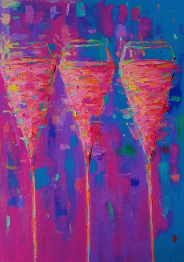 Pink Champagne Painting titled "Pink Champagne" by Dawn Underwood, Original Art, Acrylic