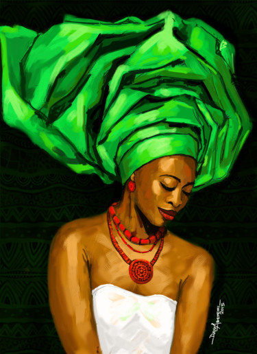 Digital Arts titled "Elegant African Lad…" by Dayo Adeyemi, Original Artwork, Digital Painting
