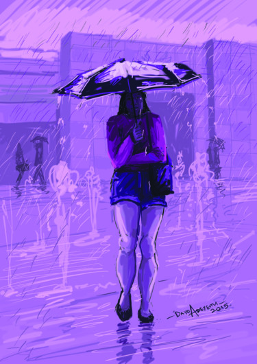 Digital Arts titled "It's Raining" by Dayo Adeyemi, Original Artwork, Digital Painting
