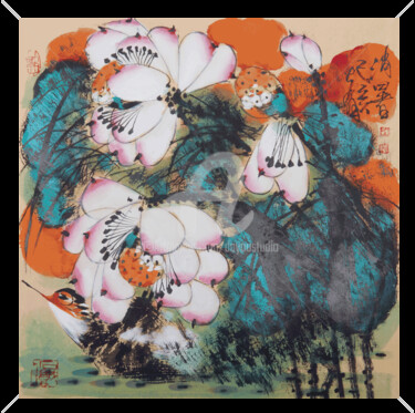 Ζωγραφική με τίτλο "Refreshing 消暑  (No.…" από Dayou Lu, Αυθεντικά έργα τέχνης, Χρωστικές ουσίες