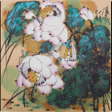 Malarstwo zatytułowany „Clear Dew 清露 (No.18…” autorstwa Dayou Lu, Oryginalna praca, Pigmenty