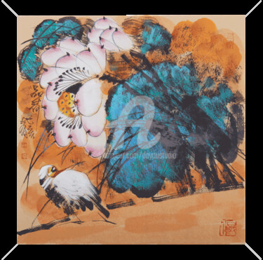 Ζωγραφική με τίτλο "Feel the Lotus 品荷 (…" από Dayou Lu, Αυθεντικά έργα τέχνης, Χρωστικές ουσίες