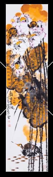 Schilderij getiteld "Lange gold wind 朗日金…" door Dayou Lu, Origineel Kunstwerk, pigmenten