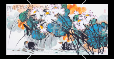 Painting titled "Smell the fragrance…" by Dayou Lu, Original Artwork, Pigments