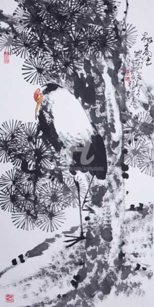 Painting titled "Pine tree 松高洁 (No.1…" by Dayou Lu, Original Artwork, Pigments