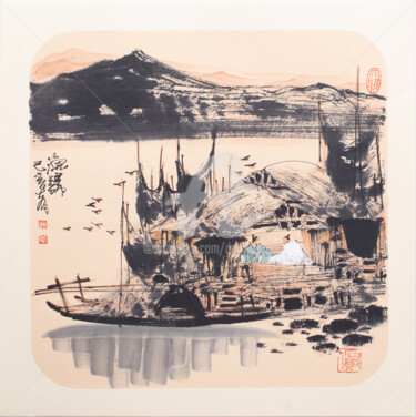 Painting titled "After the fishing 渔…" by Dayou Lu, Original Artwork, Pigments