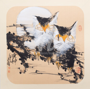 Painting titled "Night god 夜神 (No.19…" by Dayou Lu, Original Artwork, Pigments