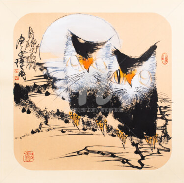 Painting titled "Hazy moon 月朦胧 (No.1…" by Dayou Lu, Original Artwork, Pigments