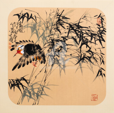 Painting titled "Fresh wind 清风竹影 (No…" by Dayou Lu, Original Artwork, Pigments
