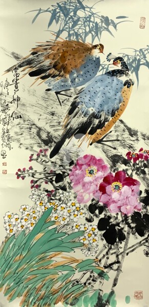 Peinture intitulée "Wealthy gods 富贵神仙 (…" par Dayou Lu, Œuvre d'art originale, Pigments