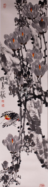 Painting titled "Happy spring breeze…" by Dayou Lu, Original Artwork, Pigments