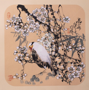 Painting titled "Feel the Spring (No…" by Dayou Lu, Original Artwork, Pigments