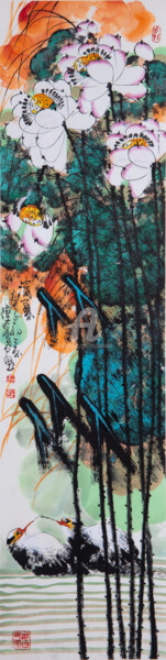Painting titled "Fresh summer 消夏 (No…" by Dayou Lu, Original Artwork, Pigments