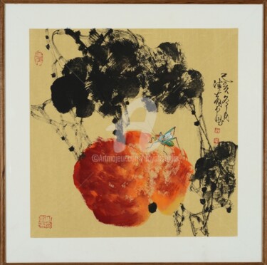 Painting titled "No Title 虫草图 （No.18…" by Dayou Lu, Original Artwork, Ink