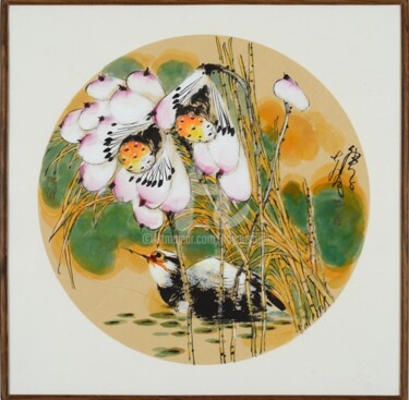 Peinture intitulée "Fragrance of lotus…" par Dayou Lu, Œuvre d'art originale, Pigments