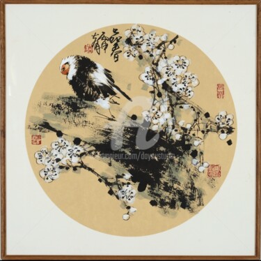Painting titled "Feel the spring 品春…" by Dayou Lu, Original Artwork, Pigments