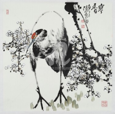 Painting titled "Plum Blossom 含香 （No…" by Dayou Lu, Original Artwork, Pigments