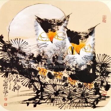 Painting titled "Night god 夜神 （No.18…" by Dayou Lu, Original Artwork, Pigments